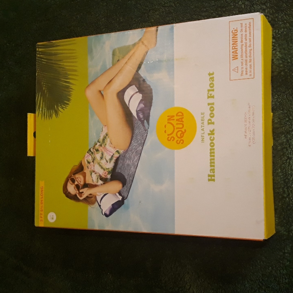 NIB, Sun Squad, Inflatable Hammock Pool Float, , Dark Blue, NWT